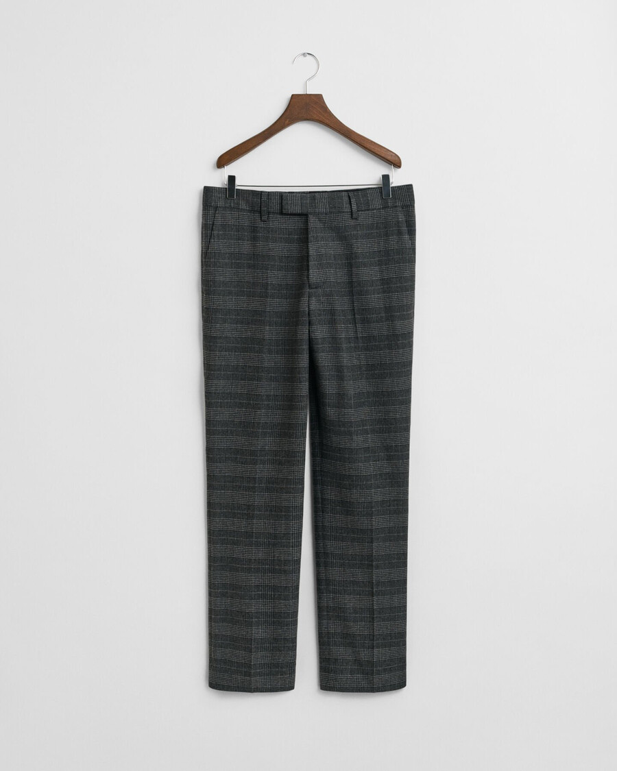 slim fit glen check pakbroek - antraciet melange