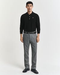 slim fit flanellen pantalon met visgraatpatroon - antraciet melange