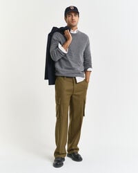 cargo broek met relaxte pasvorm van wolmix - mosgroen