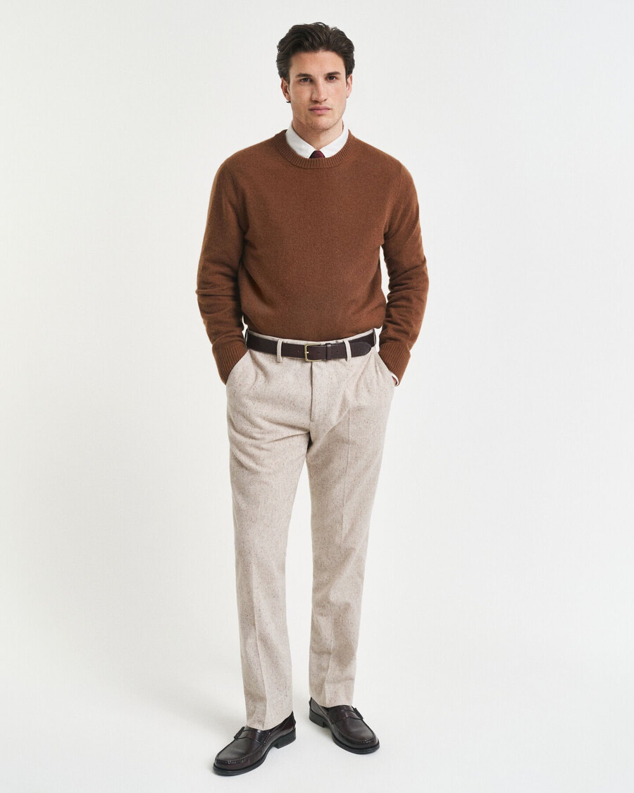 slim fit donegal pakbroek - zaadgemengde kleur