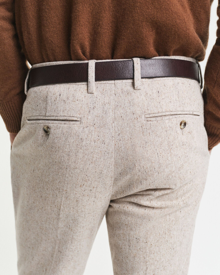 slim fit donegal pakbroek - zaadgemengde kleur