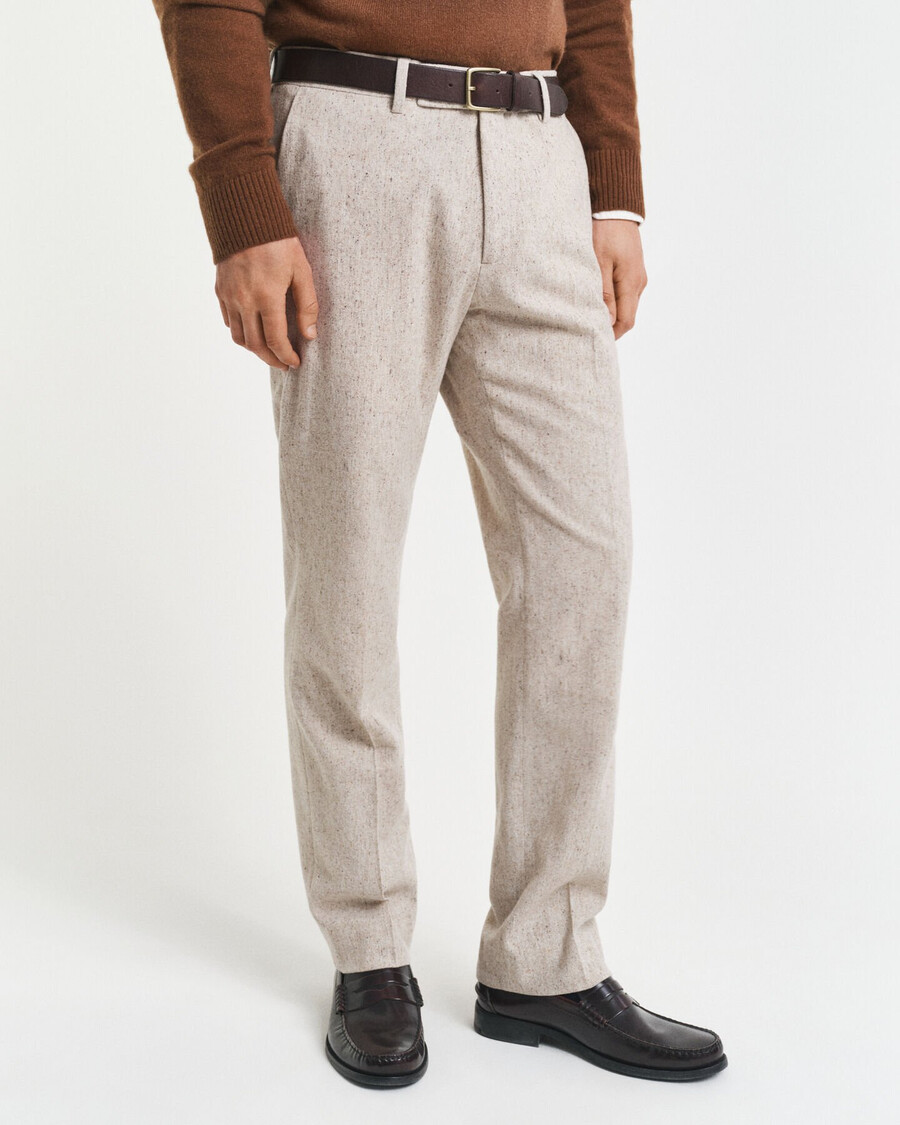 slim fit donegal pakbroek - zaadgemengde kleur