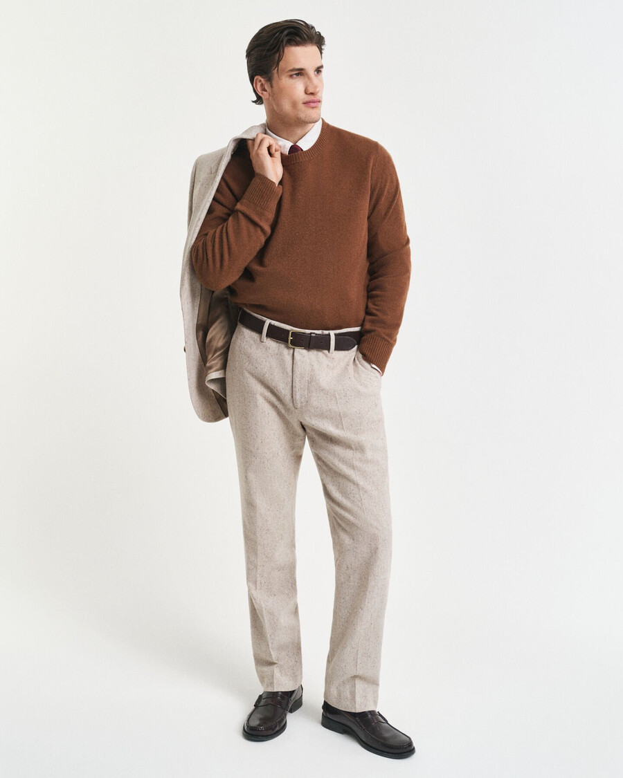 slim fit donegal pakbroek - zaadgemengde kleur