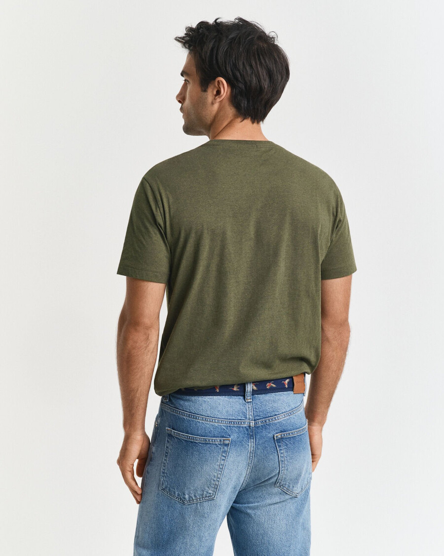 regular fit shield t-shirt - khaki groen melange