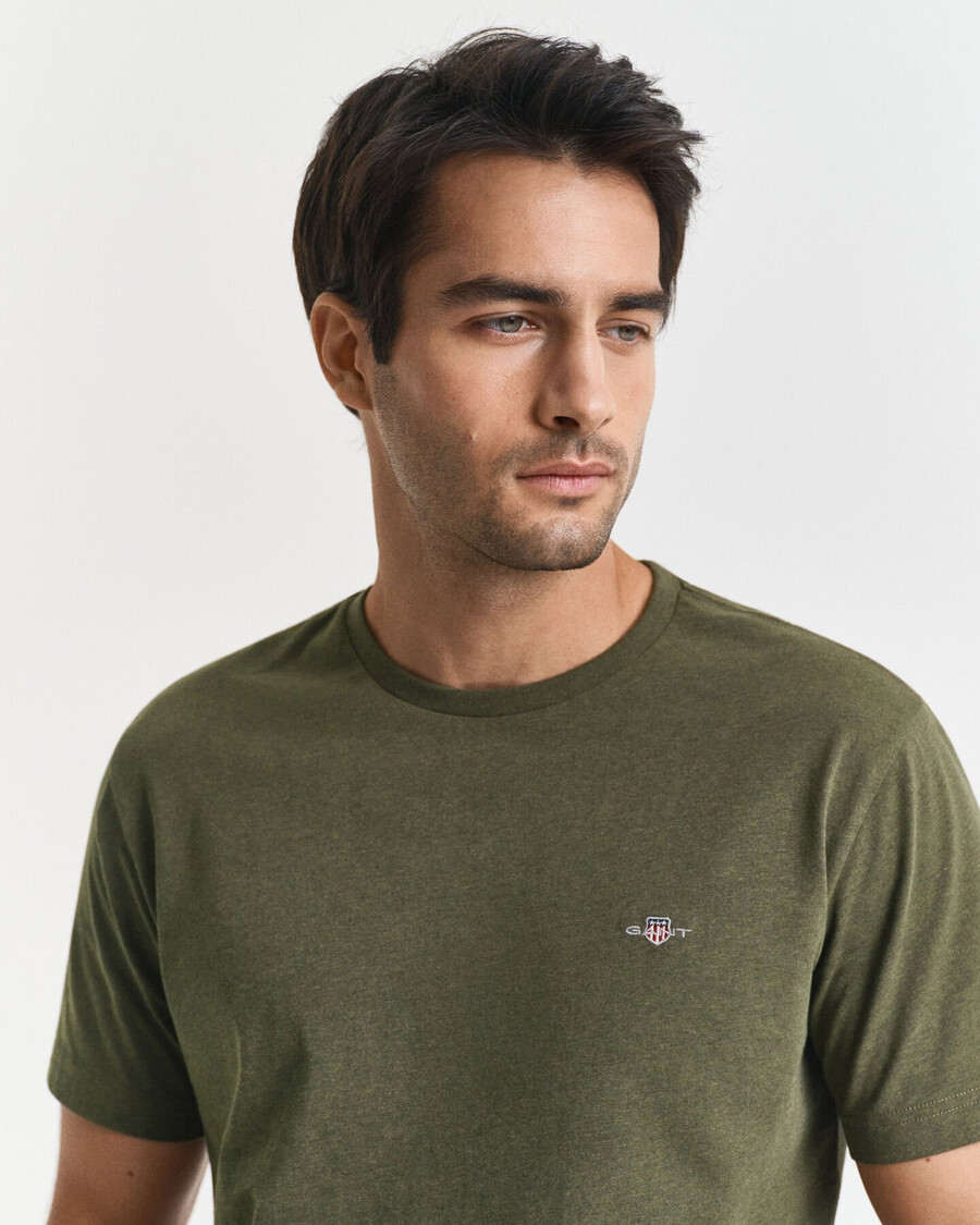 regular fit shield t-shirt - khaki groen melange