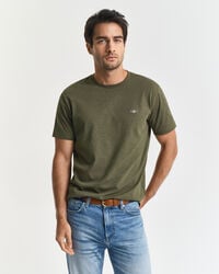 regular fit shield t-shirt - khaki groen melange