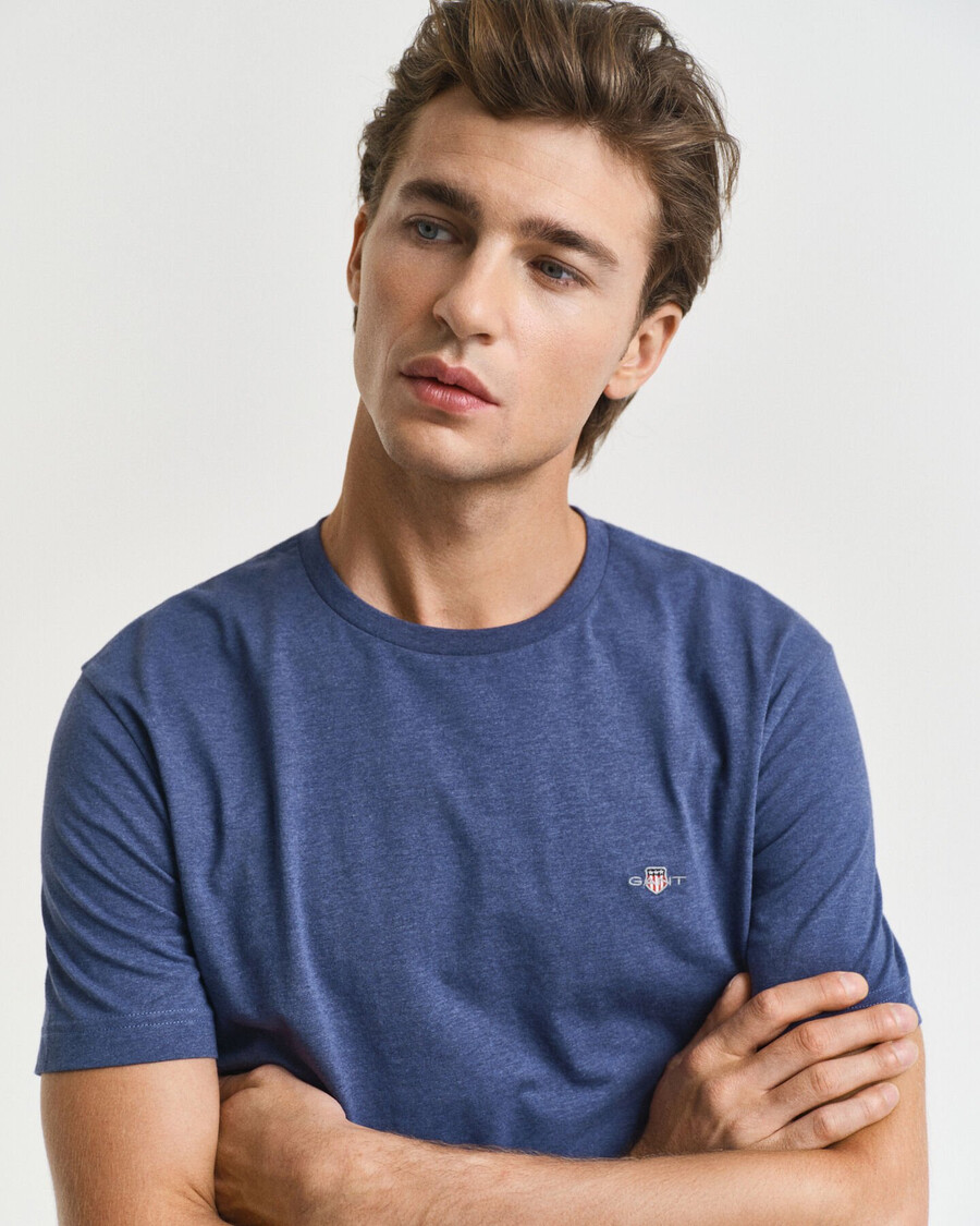 regular fit shield t-shirt - donker jeansblauw gemêleerd