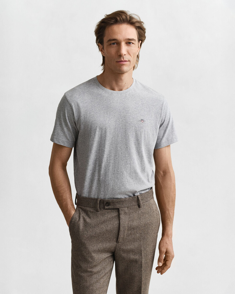 regular fit shield t-shirt - grijs gemêleerd