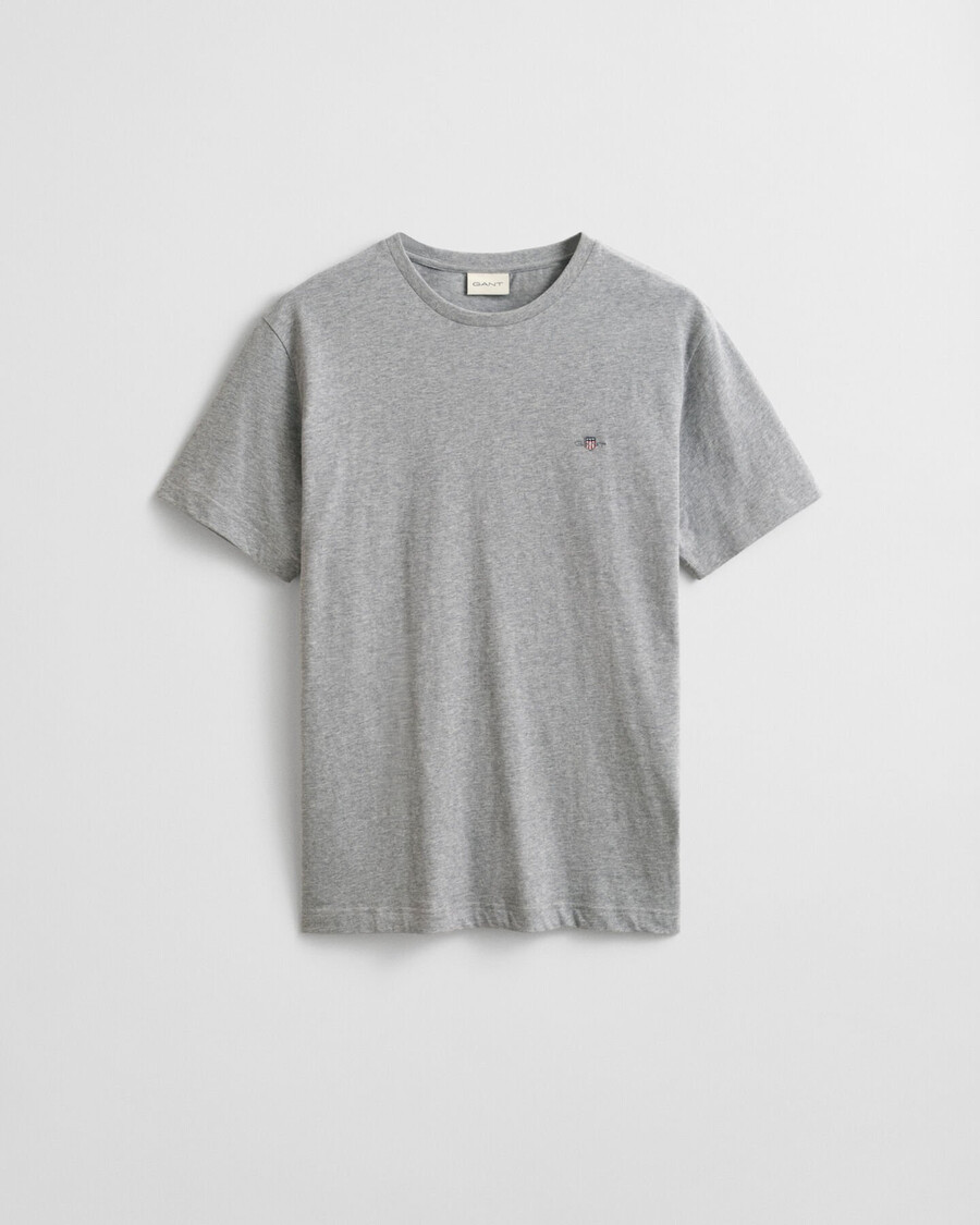 regular fit shield t-shirt - grijs gemêleerd