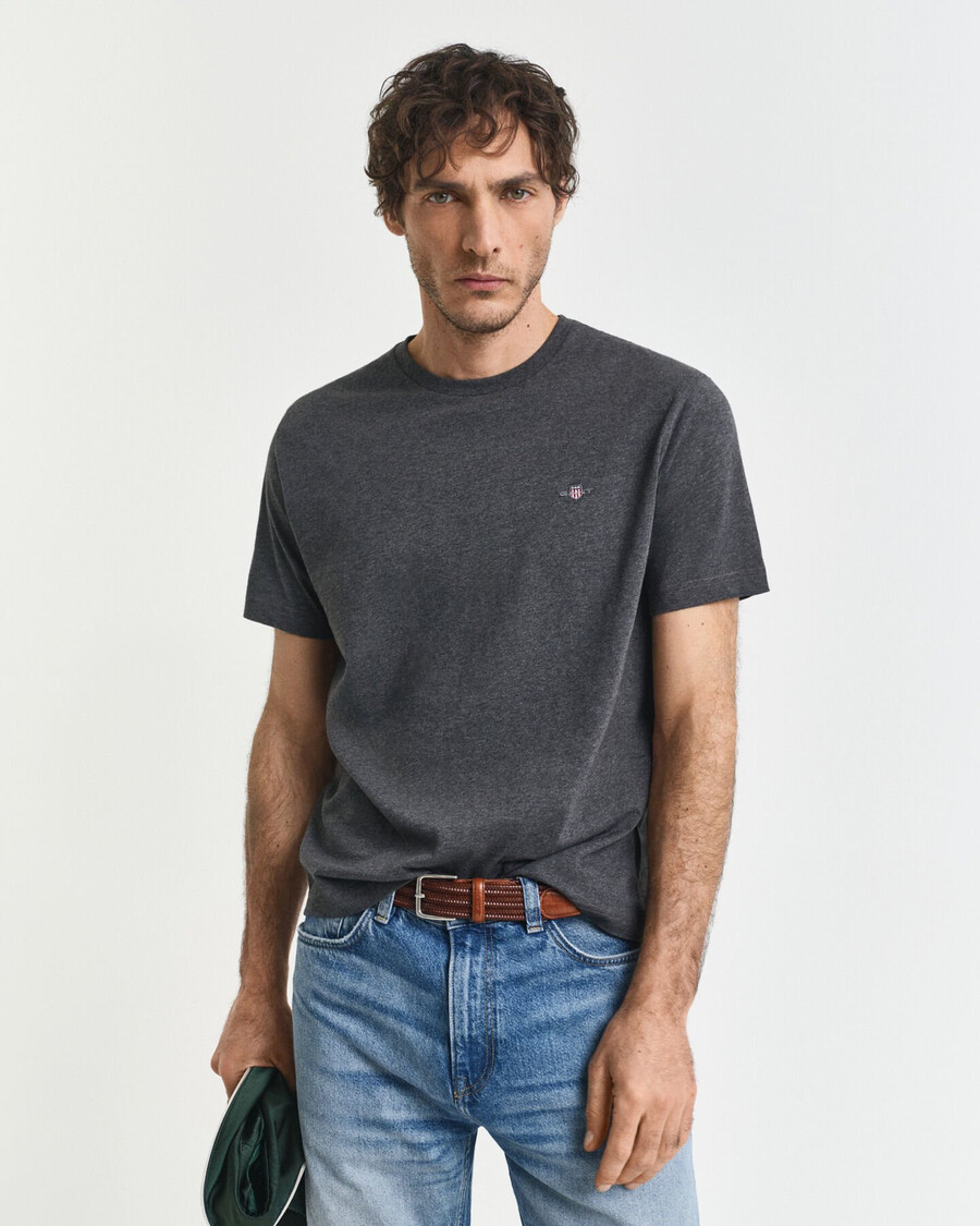 regular fit shield t-shirt - antraciet melange