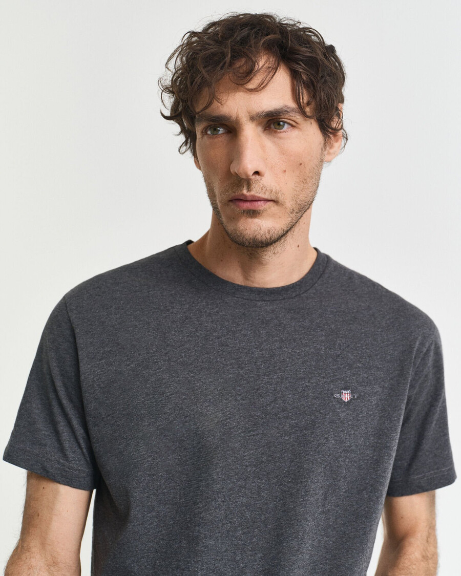 regular fit shield t-shirt - antraciet melange