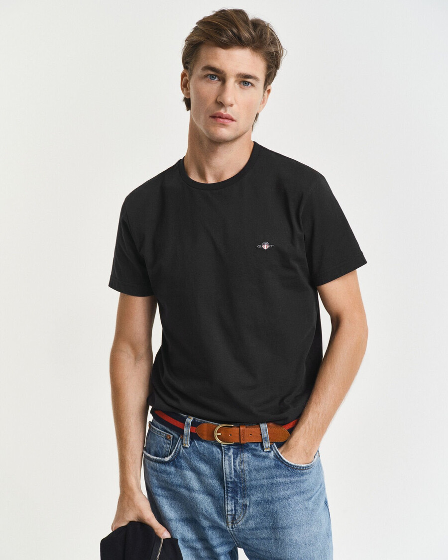slim fit shield t-shirt - zwart