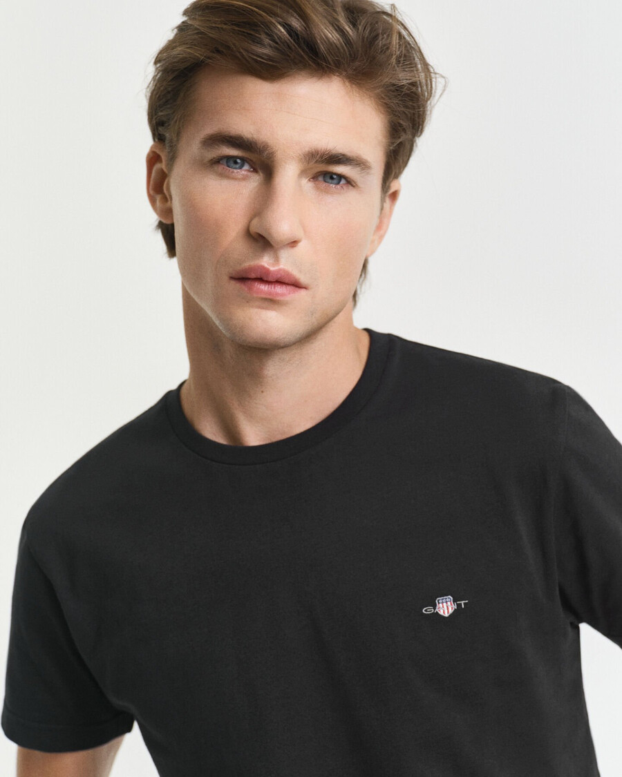 slim fit shield t-shirt - zwart