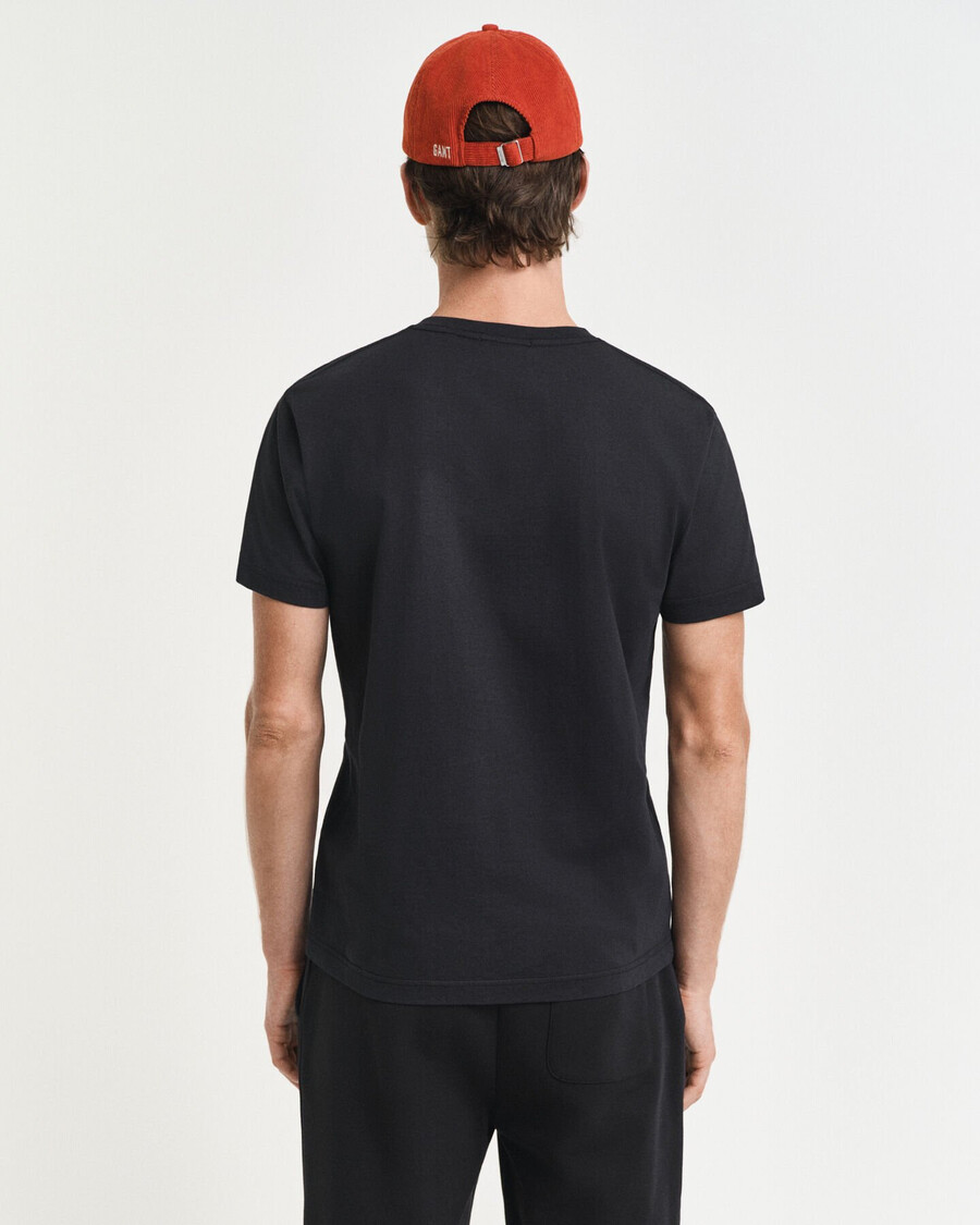 slim fit shield v-hals t-shirt - zwart