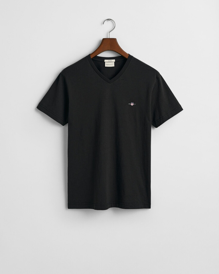 slim fit shield v-hals t-shirt - zwart
