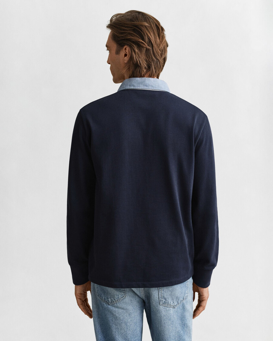 chambray kraag zwaar tapijt - avondblauw