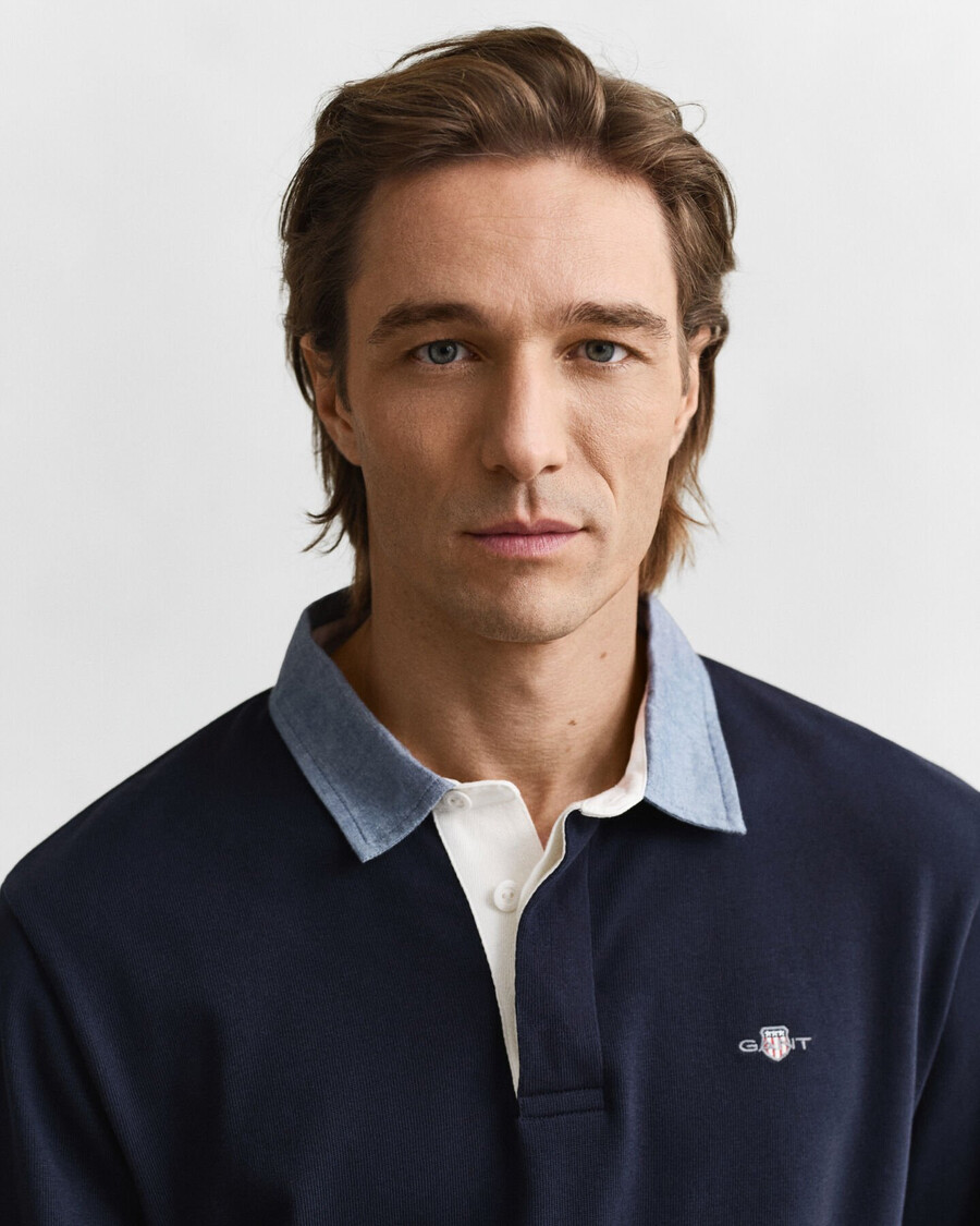 chambray kraag zwaar tapijt - avondblauw