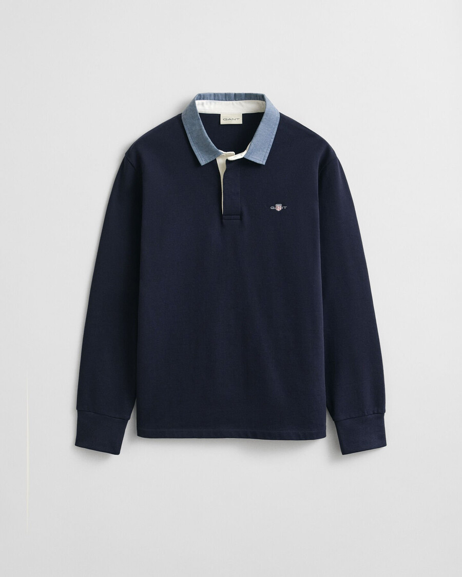 chambray kraag zwaar tapijt - avondblauw