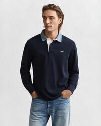 chambray kraag zwaar tapijt - avondblauw