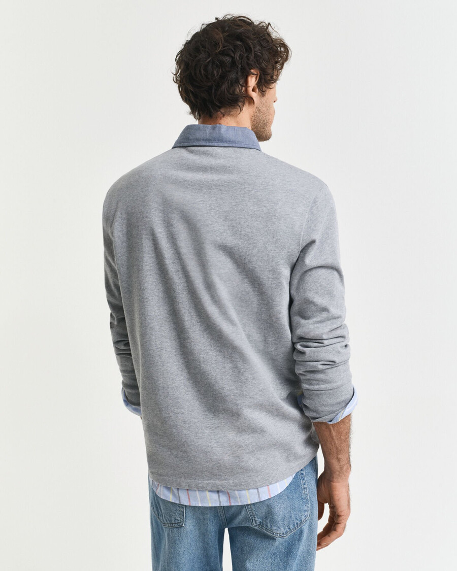 chambray kraag zwaar rugpand - grijs gemêleerd