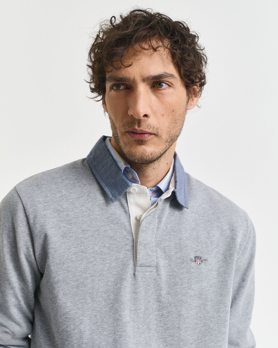 chambray kraag zwaar rugpand - grijs gemêleerd