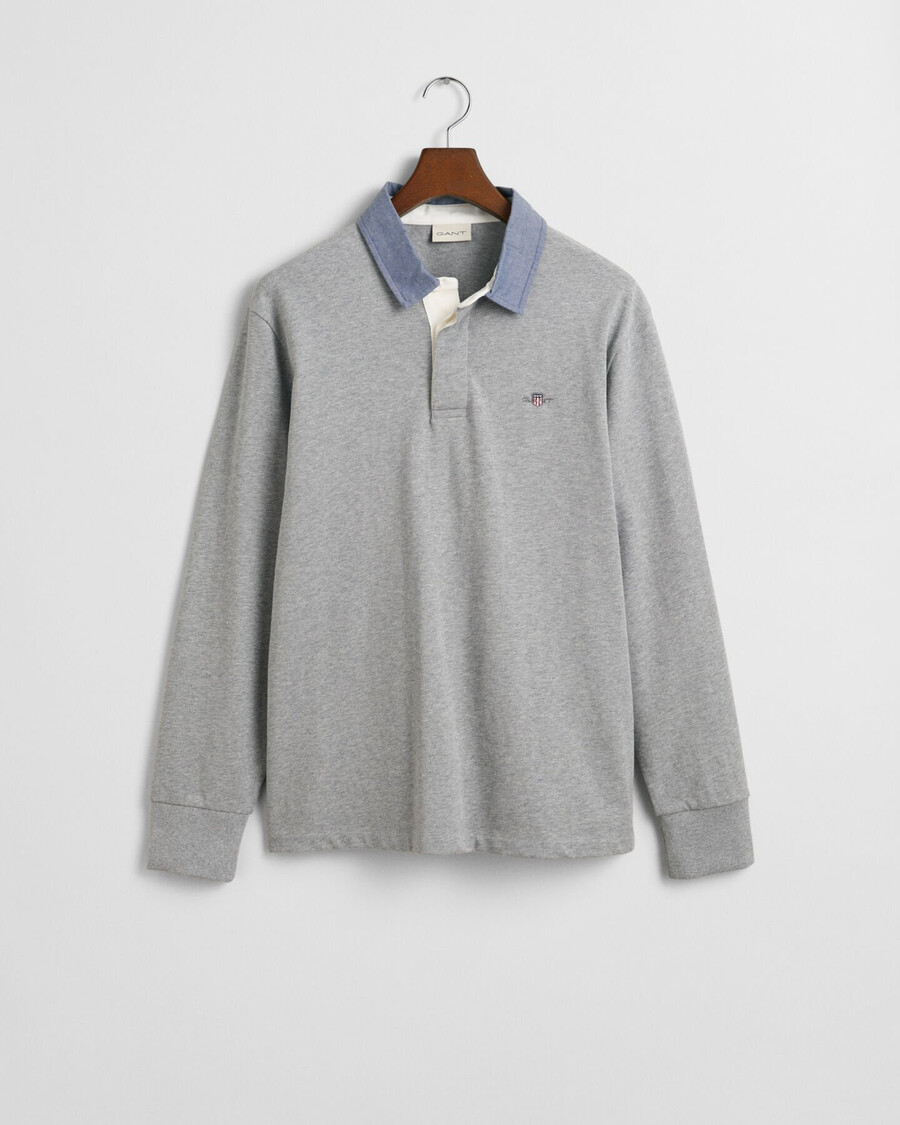 chambray kraag zwaar rugpand - grijs gemêleerd