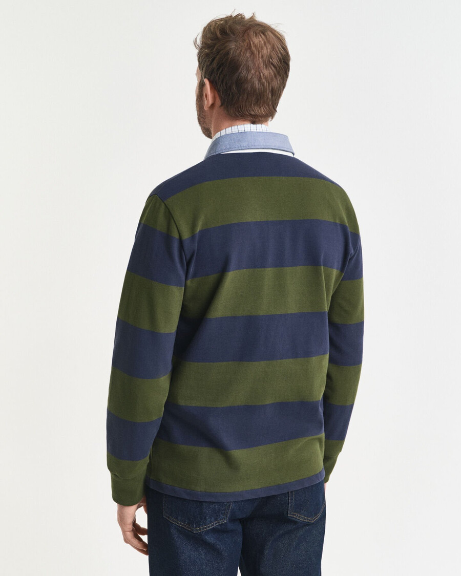 zware gestreepte deken met chambray kraag - landelijk groen