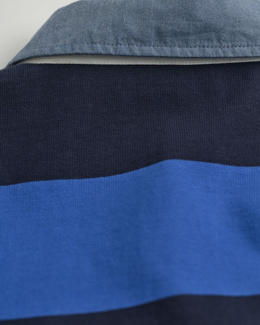 zware gestreepte deken met chambray kraag - rijkblauw