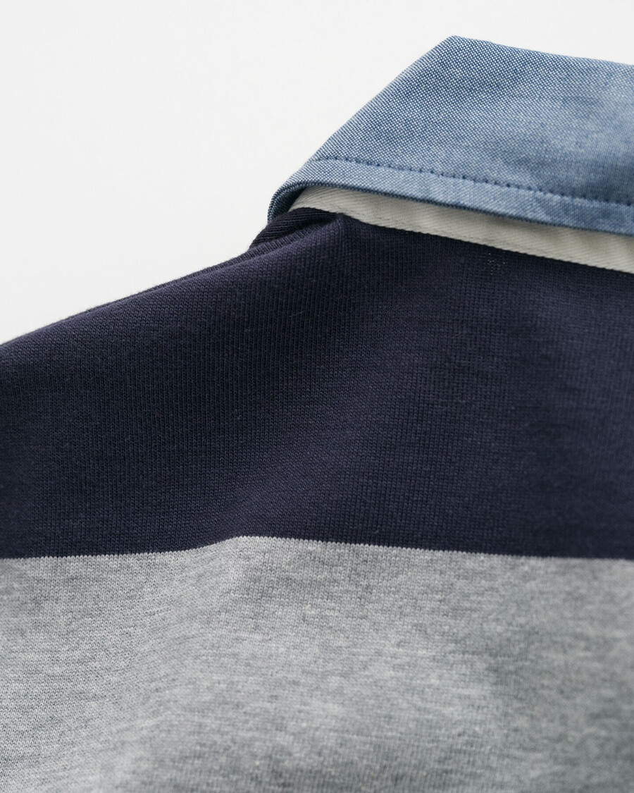 zware ruger met chambray kraag en strepen - grijs gemêleerd