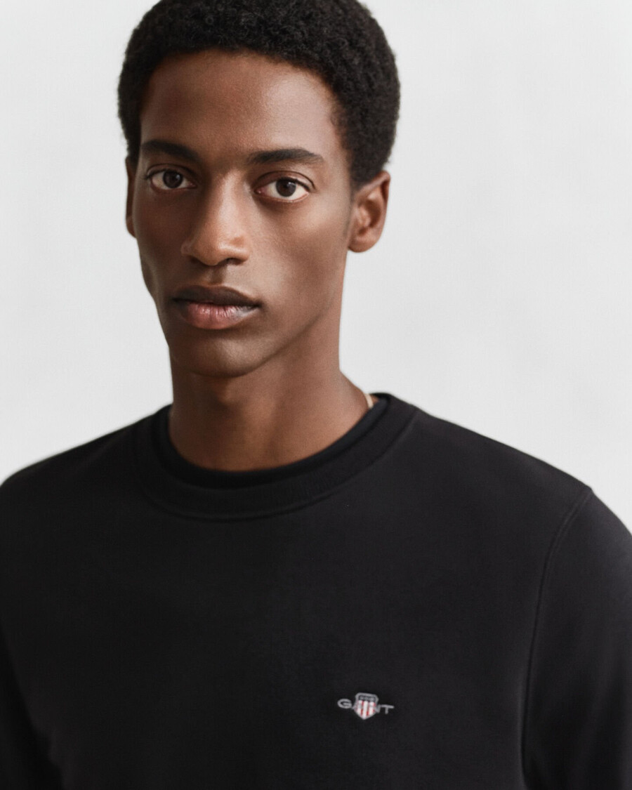sweatshirt met ronde hals en schildmotief - zwart