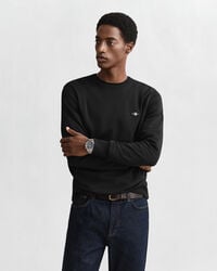 sweatshirt met ronde hals en schildmotief - zwart