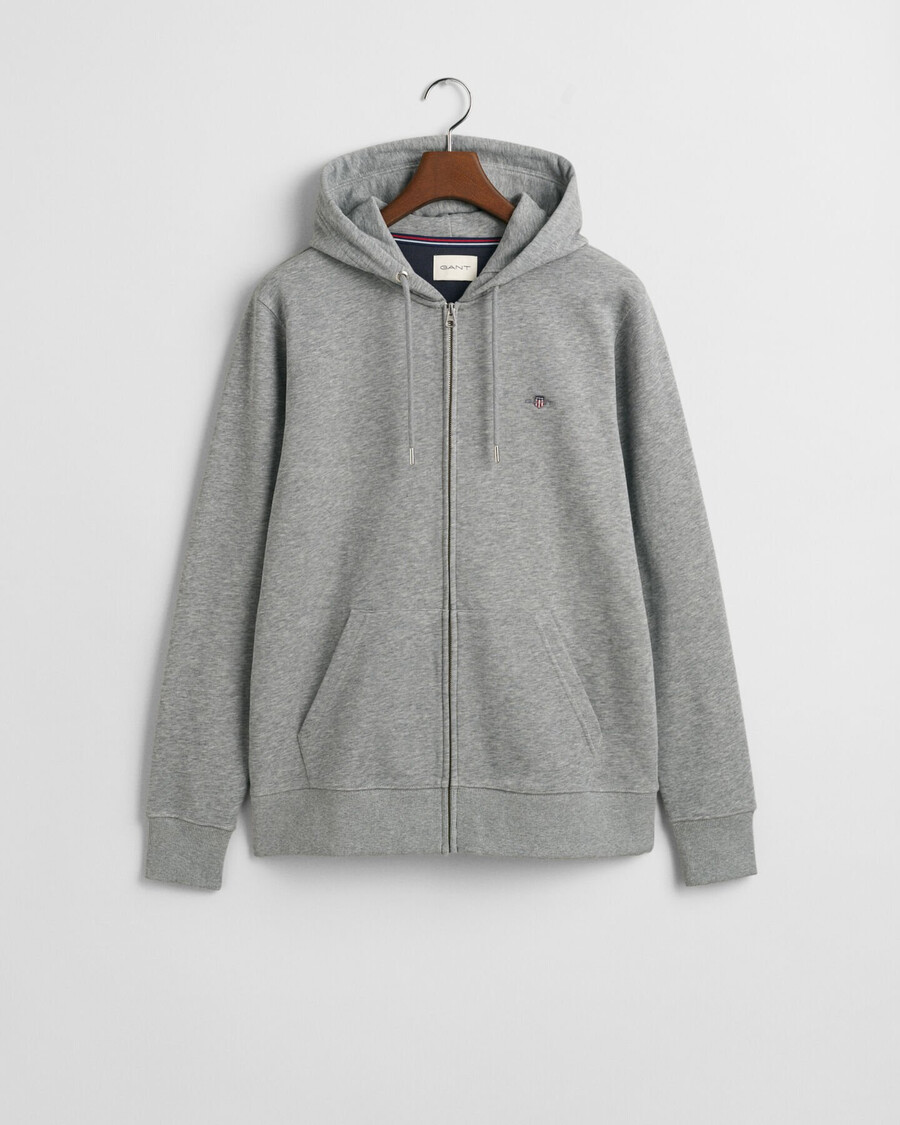 hoodie met shield-rits - grijs gemêleerd