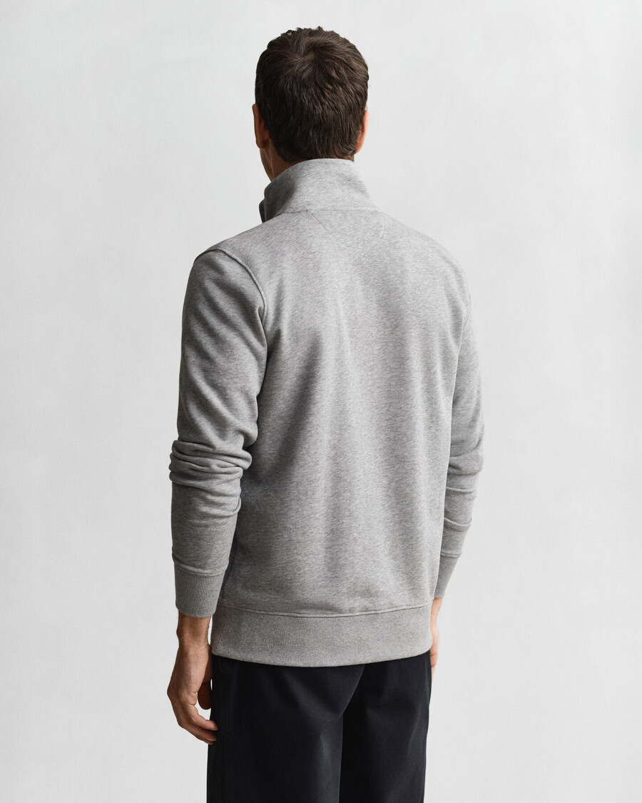 sweatshirt met shield-ritssluiting - grijs gemêleerd
