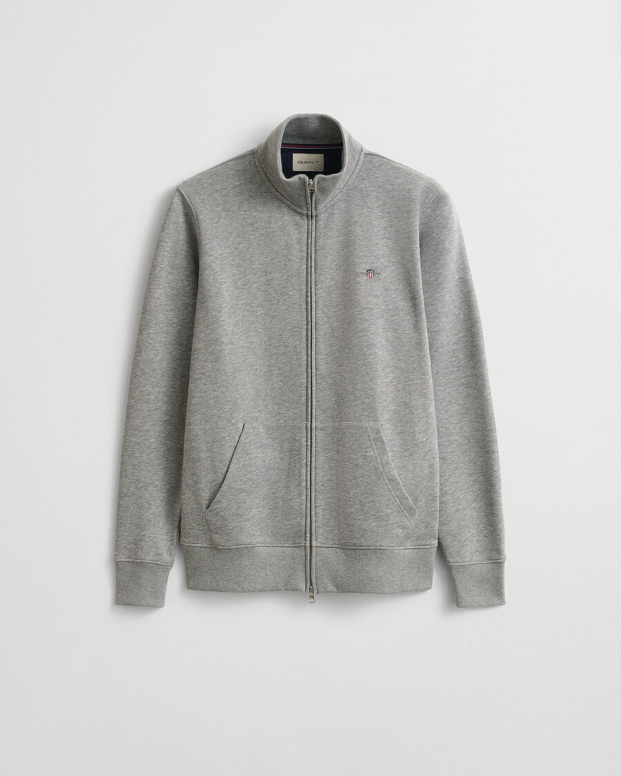 sweatshirt met shield-ritssluiting - grijs gemêleerd
