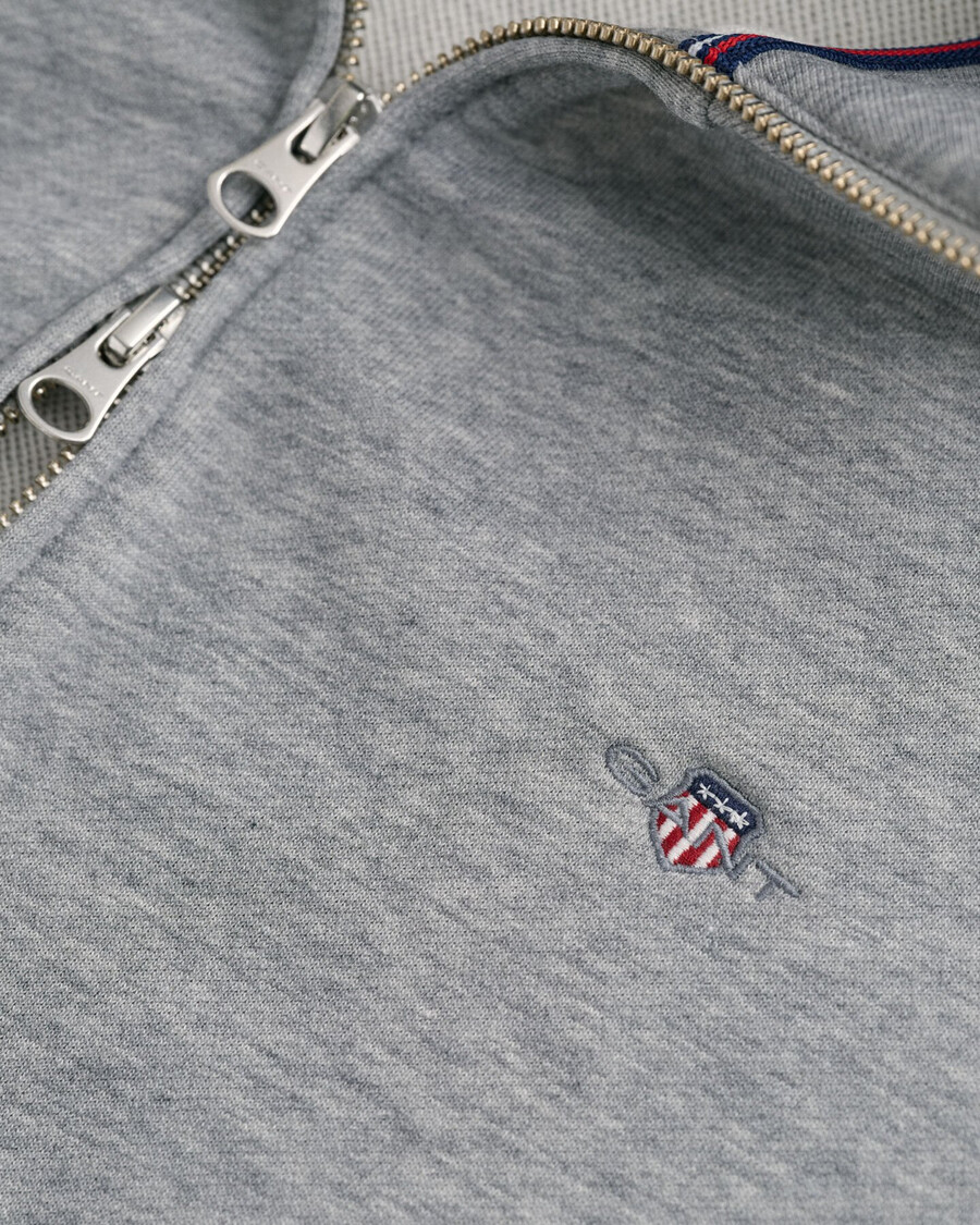 sweatshirt met shield-ritssluiting - grijs gemêleerd