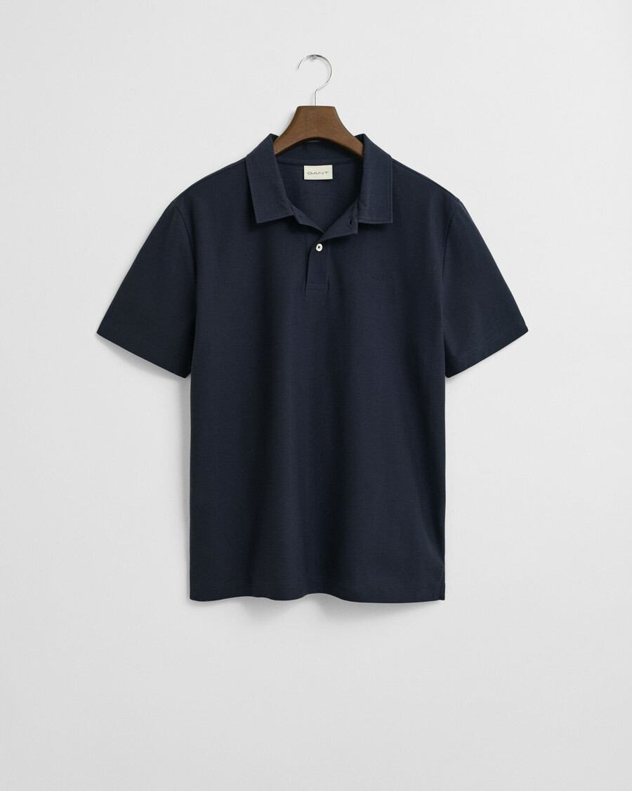 polo shirt van keperstof met textuur - avondblauw