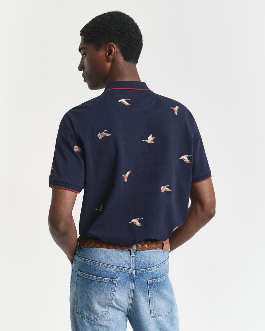 geborduurd poloshirt - avondblauw