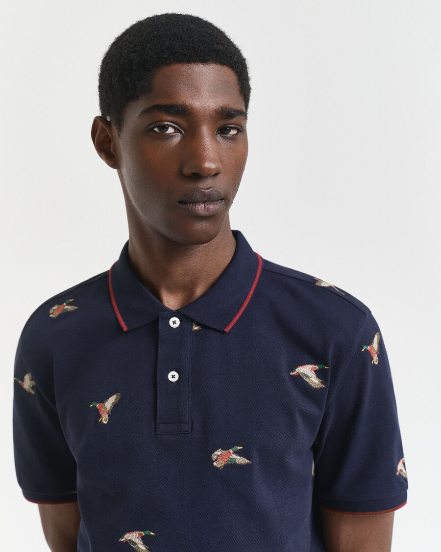 geborduurd poloshirt - avondblauw