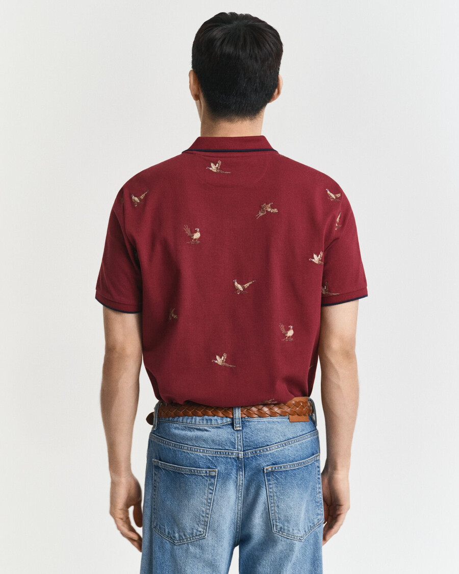 geborduurd poloshirt - vol en rood