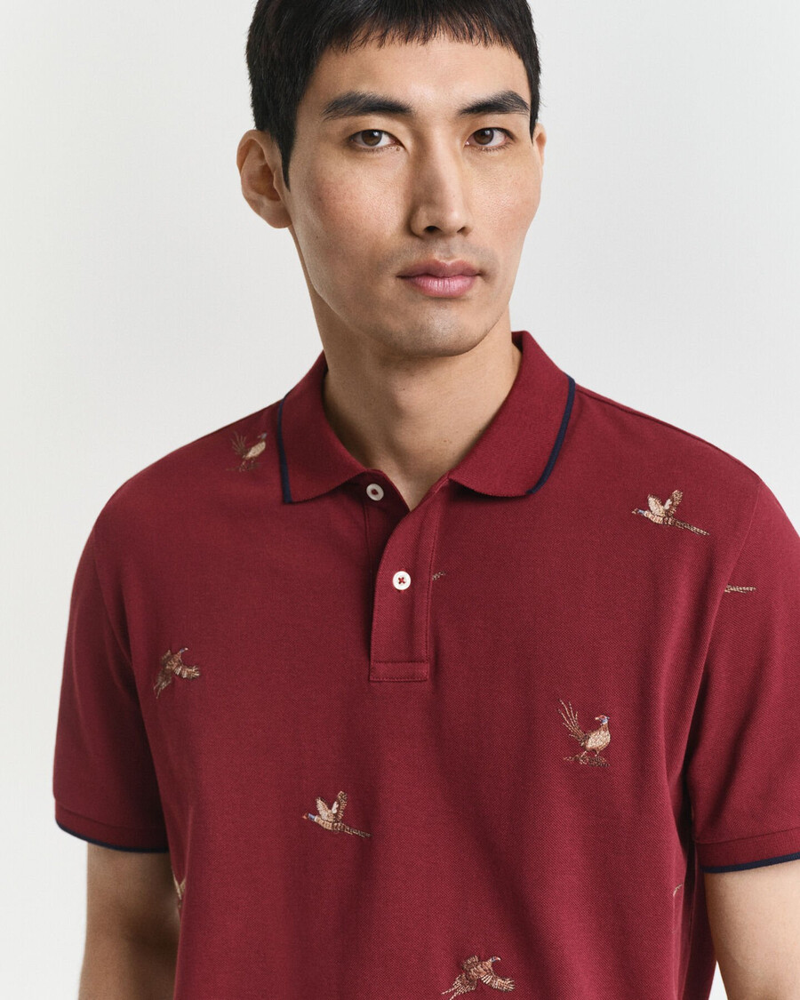 geborduurd poloshirt - vol en rood