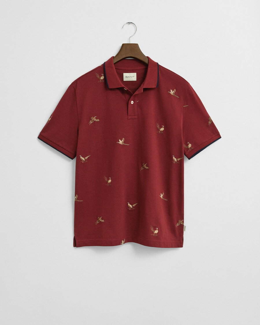 geborduurd poloshirt - vol en rood