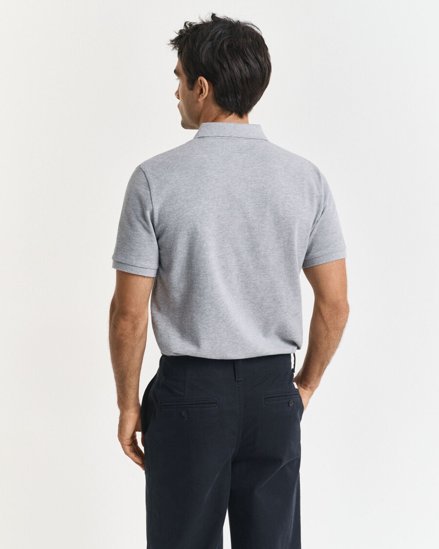 polo shirt met kleine print - grijs gemêleerd
