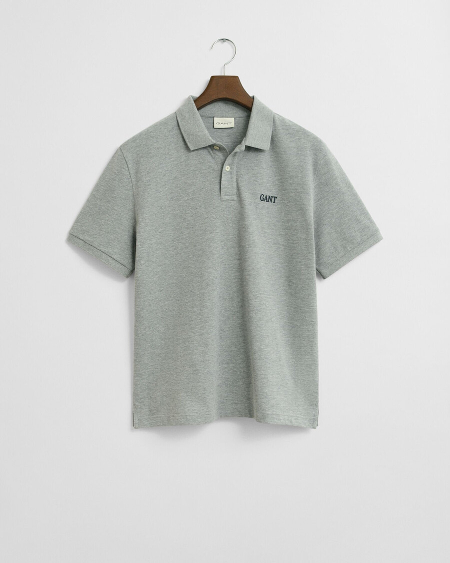 polo shirt met kleine print - grijs gemêleerd
