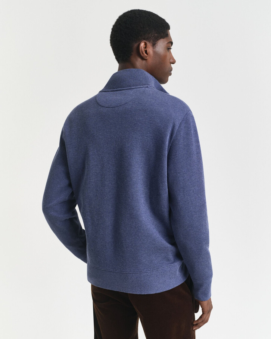sacker rib zip cardigan - donker jeansblauw melange