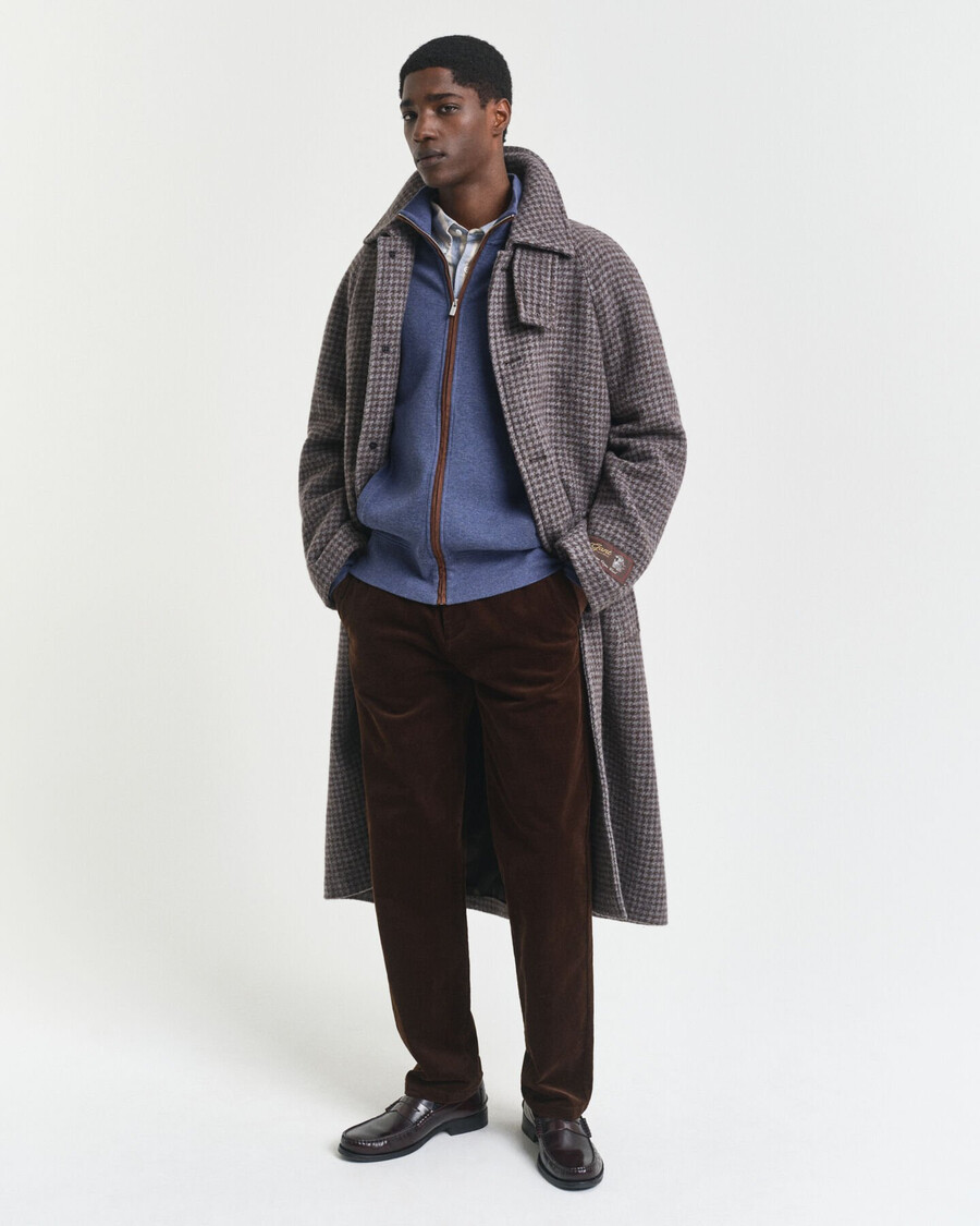 sacker rib zip cardigan - donker jeansblauw melange
