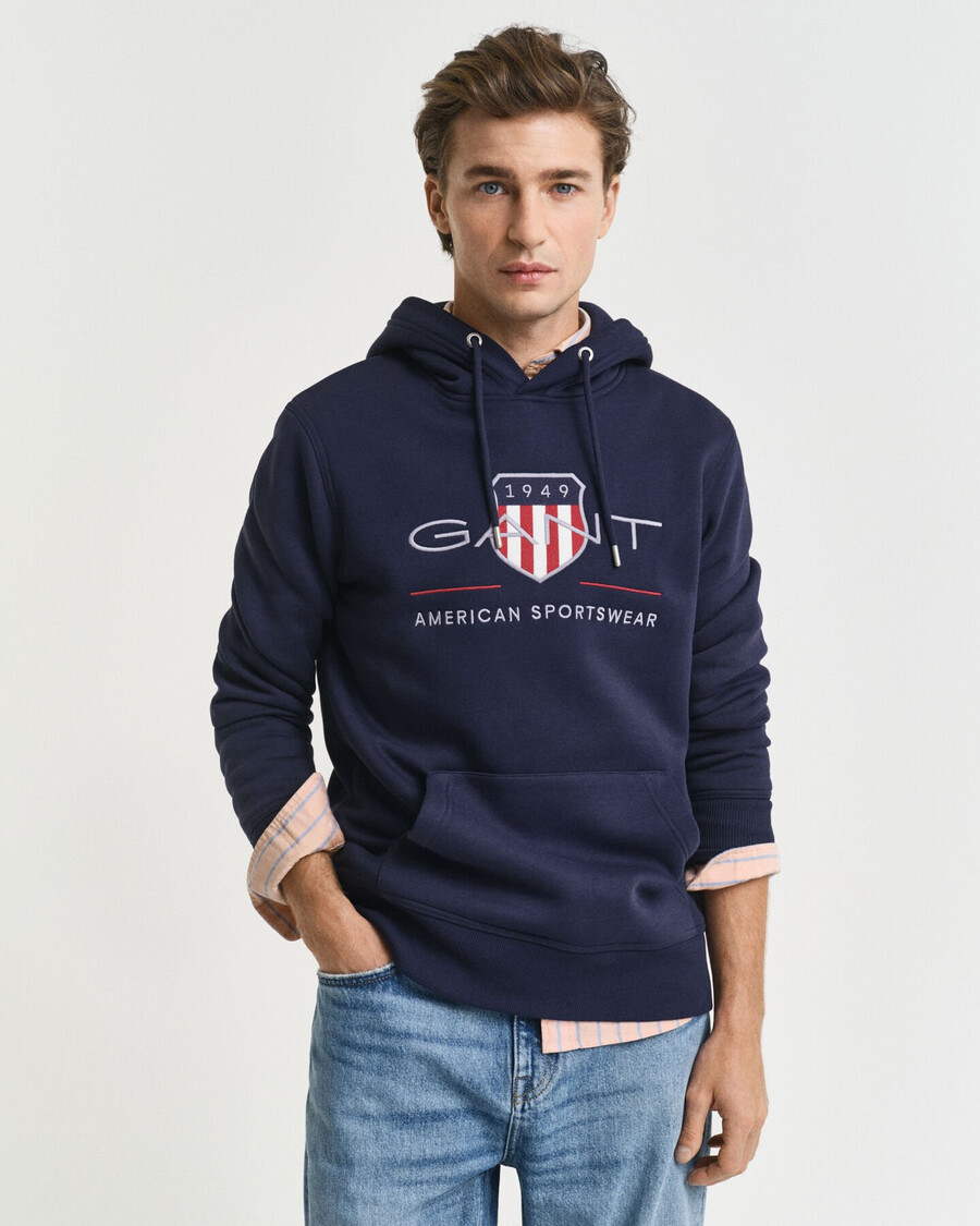 archive shield hoodie - avondblauw