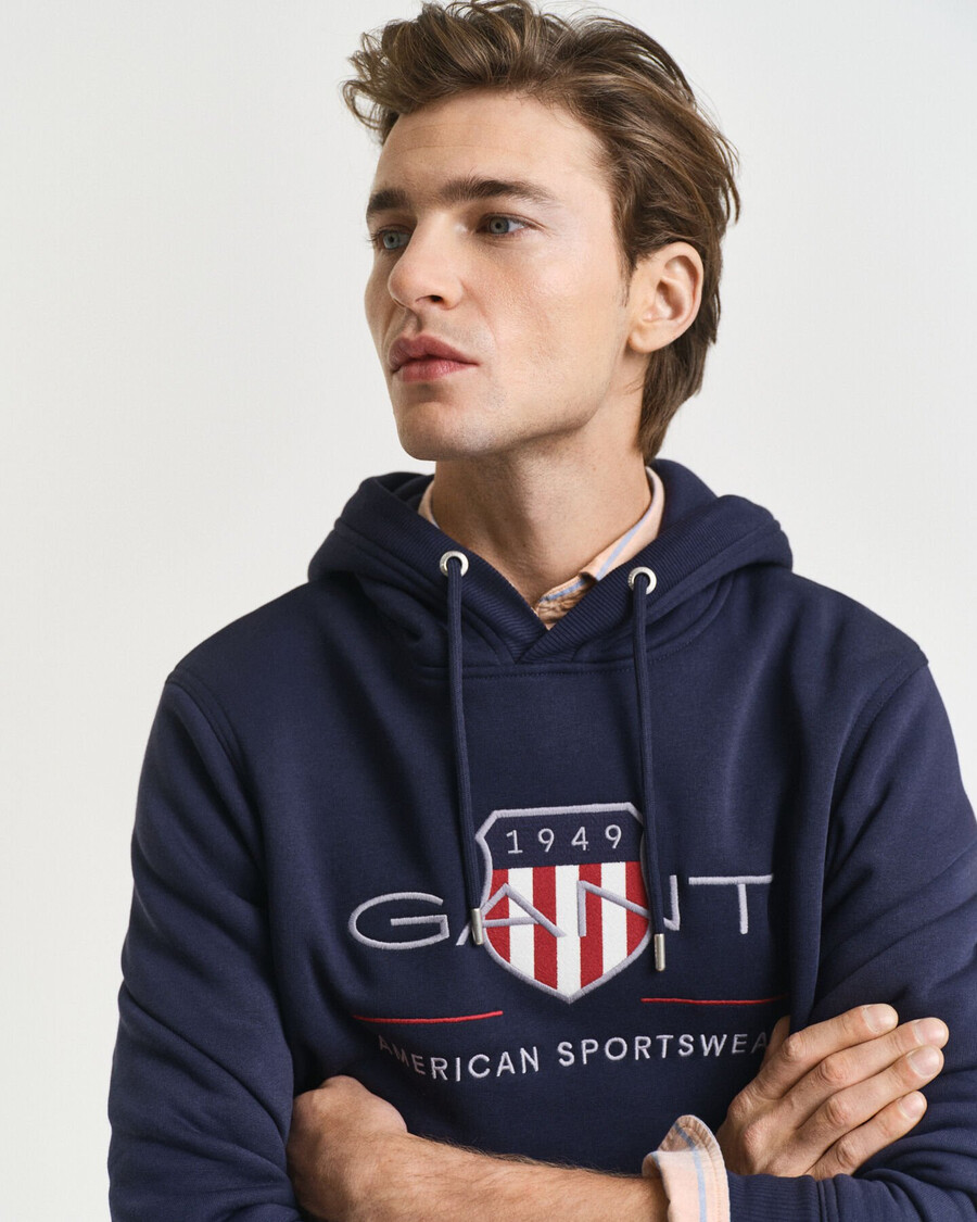 archive shield hoodie - avondblauw