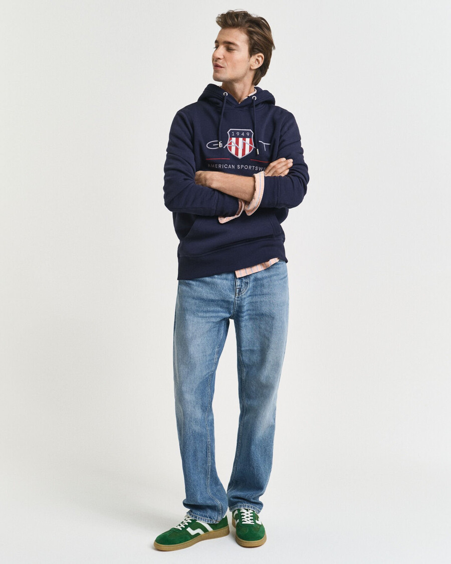 archive shield hoodie - avondblauw