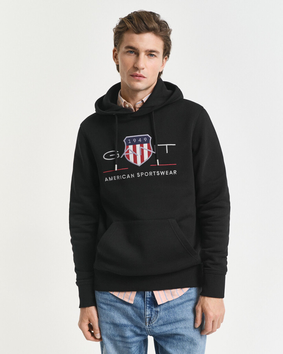 archive shield hoodie - zwart