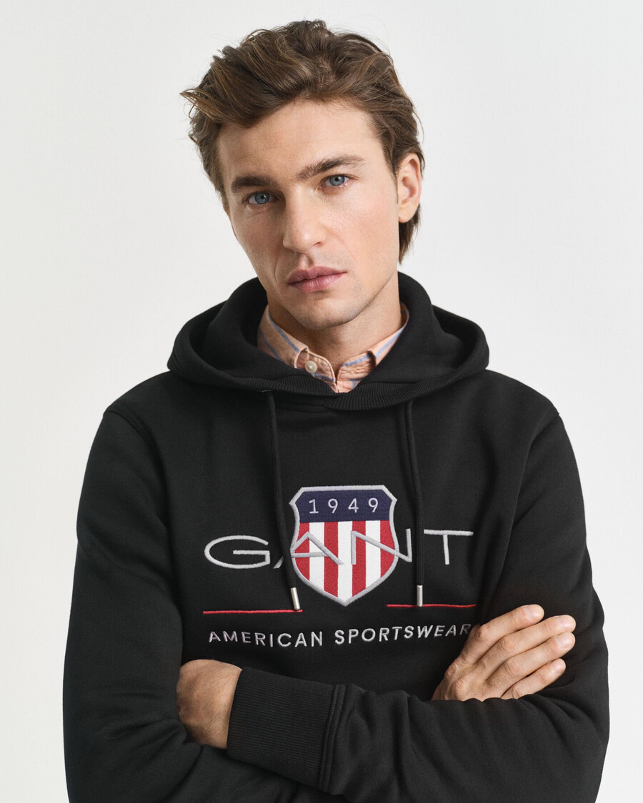 archive shield hoodie - zwart